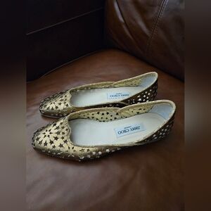 Jimmy Choo Gold metallic ballet flats. Worn only a few times! Size 38